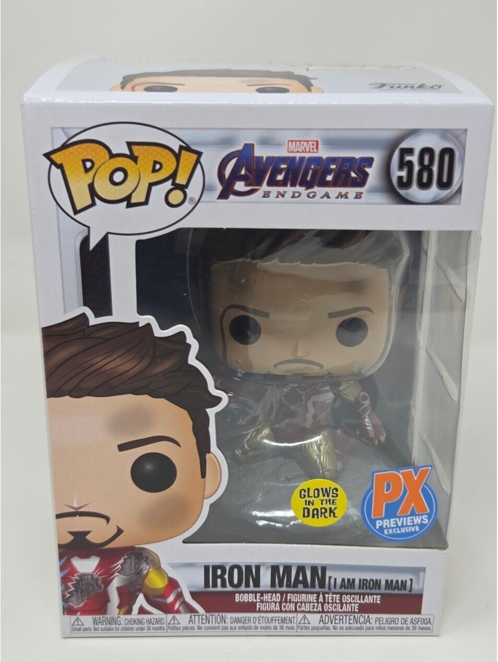 Funko Pop Marvel Avengers Endgame Iron Man 580 PX Exclusive Glow In The Dark